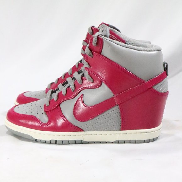 NIKE Dunk Sky Hi Med Grey /Sport Fuchsia-Sail Hidden Wedge Sneakers Sz 10 US - Picture 2 of 15